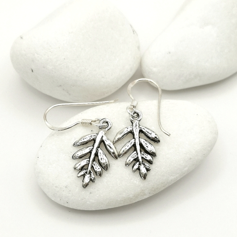 Leaf Dangle Drop Earrings In Sterling Silver Nature Inspired